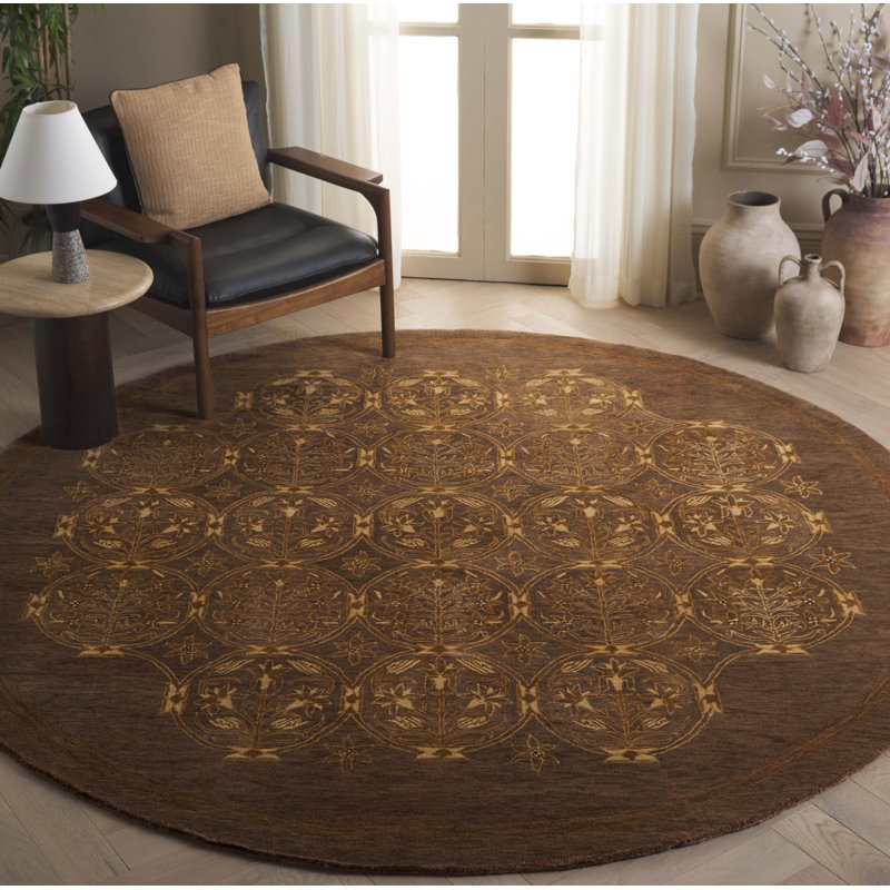 Calhoun Hand Tufted Wool Pile Oriental Rug, Round 8'