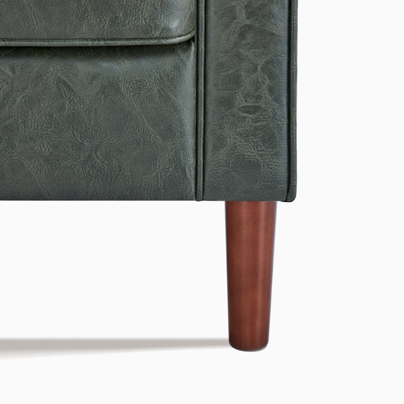 Keven 81'' Faux Leather Sofa, Green