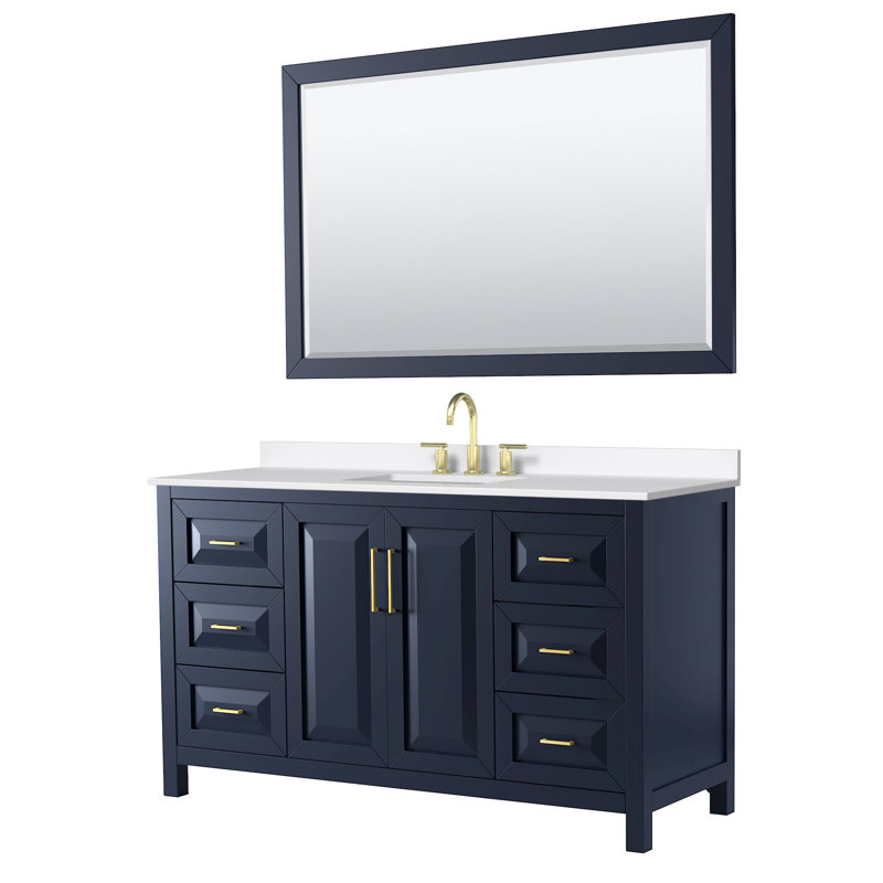 Daria 60'' W Single Vanity, Matte Black, Gray, White Quartz