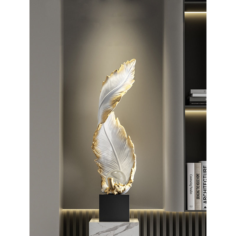 Luxury-Lite Feather Resin Decorative Sculptures, White