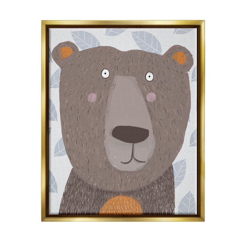 «Happy Brown Bear Leaf», art de la giclée encadrée par Carla Daly, H 31 po x l 25 po x P 1,7 po