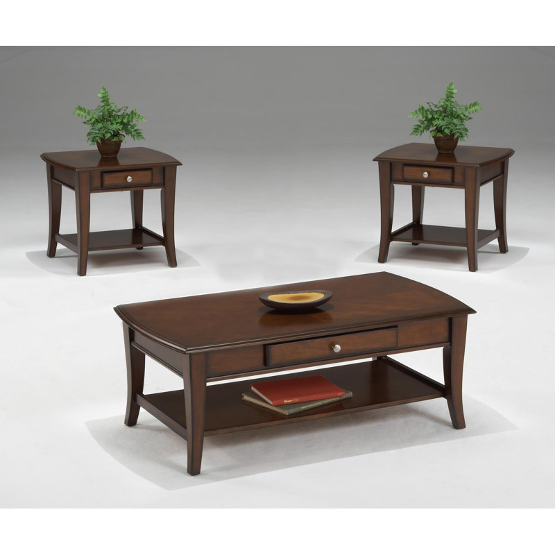 Broadway Cherry Finish 3-Piece Coffee Table Set with Drawers