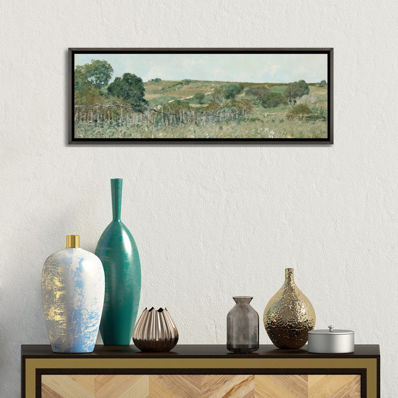 «Meadow View», reproduction d'art sur toile encadrée, 36" x 12", Framed Canvas, Grey