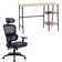 Home Office Desk And Chair Set Computer Desk W/Shelves With Ergonomic Mesh Height Adjustable Office