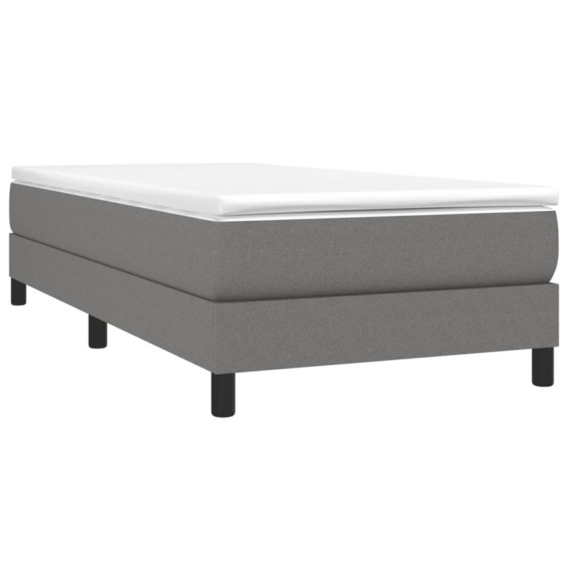 Structure de lit 100% polyester gris foncé avec contreplaqué et lit plateforme tapissier en bois d'ingénierie, Gris foncé