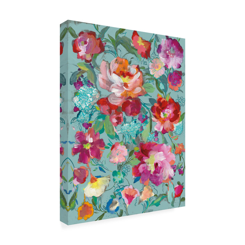 Œuvre sur toile turquoise Danhui Nai, H 19 po x l 14 po