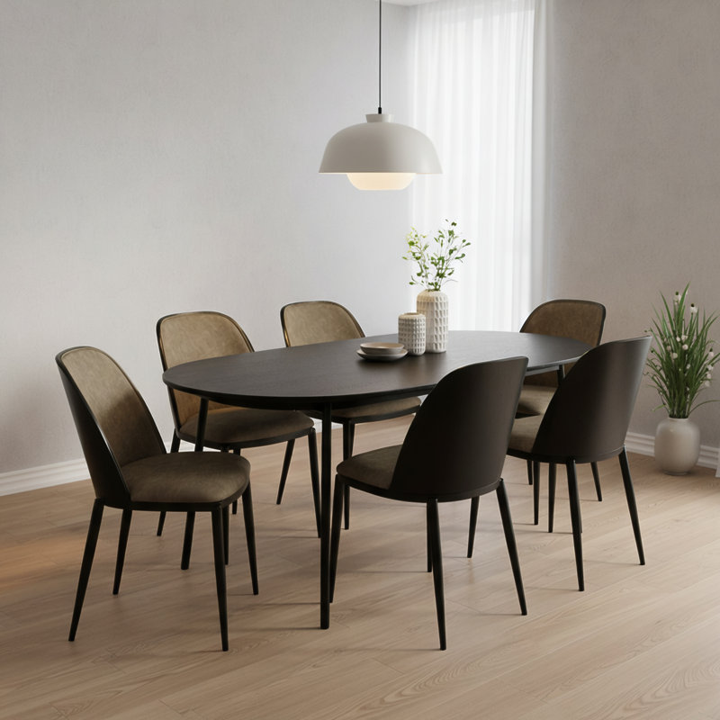 Larenzo 18.7'' H Upholstered Metal Side Chair, Black/Charcoal
