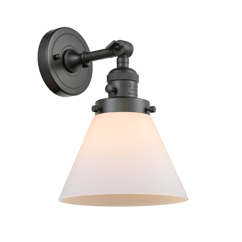 Applique murale 1 lumière Cone, Bronze frotté à l'huile, Boîtier blanc mat, Ampoule non incluse