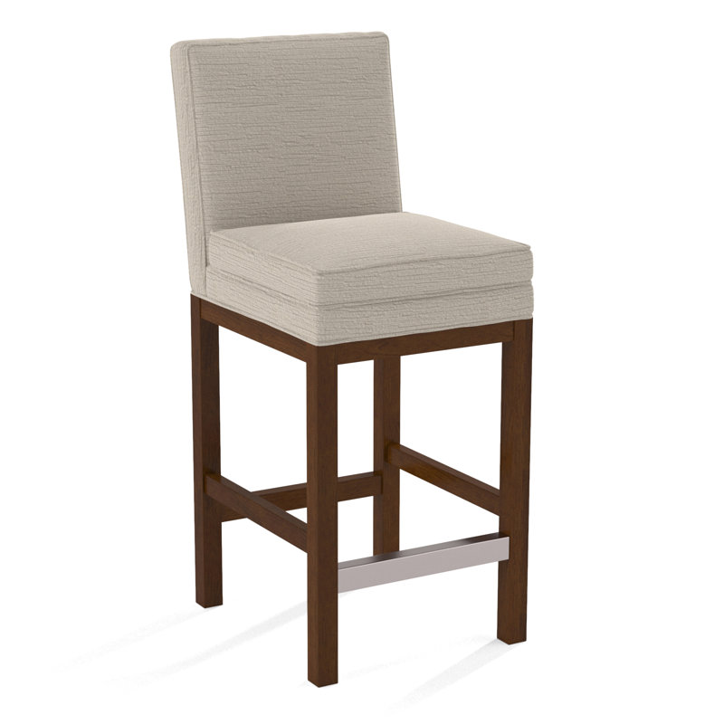 Upholstered Stool, Gray Sugar Performance; 0863-84, Coffee Finish