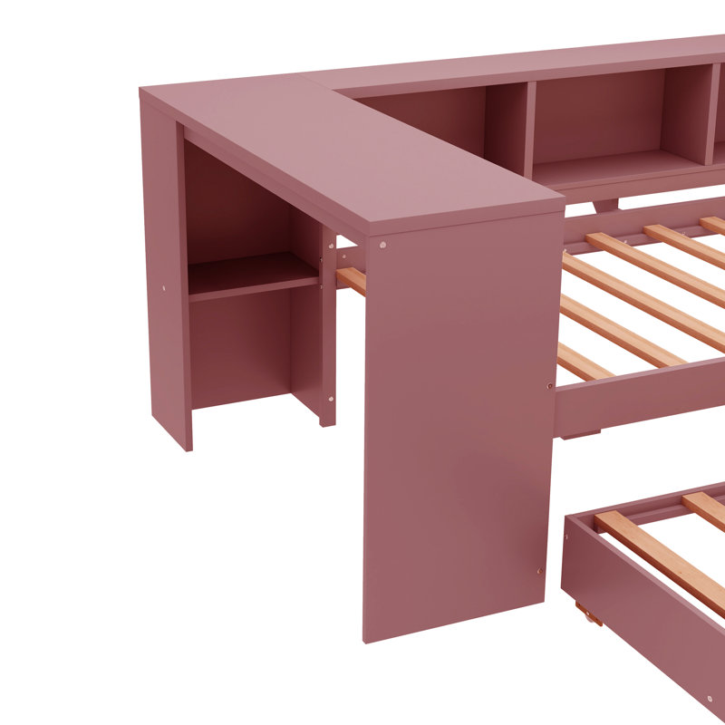 Lit de jour simple avec couchette, Rose foncé