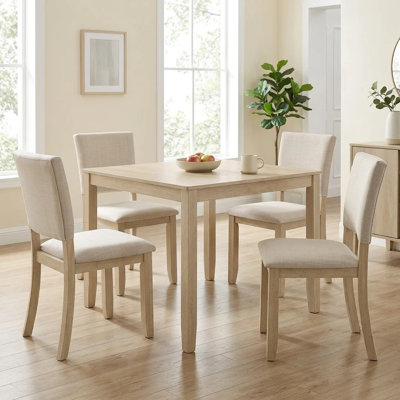 Modern 4 Person Dining Table Set with 4 Chairs, Dining Table Set for 4 People, 5-piece Wooden Dining Table Set for Living Room, Kitchen and Dining Roo