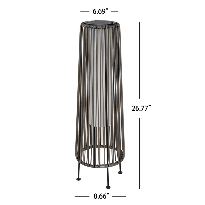 Light Brown Wicker Solar Floor Lamps with LED, 2-Pack