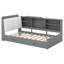 Lit plateforme en bois avec tête de lit, tablettes et 2 tiroirs-796694713