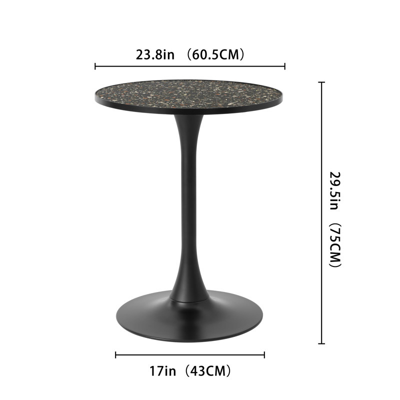 Seniqua Round Metal Base Dining Table, Black