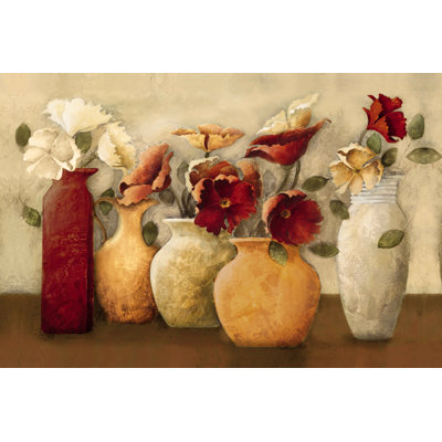 Pots And Pink Flowers - Wrapped Canvas Painting