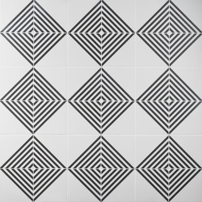 Script Stripe Negative 7.87 in. x 7.87 in. Matte Porcelain Floor and Wall Tile (11.19 sq. ft./Case)