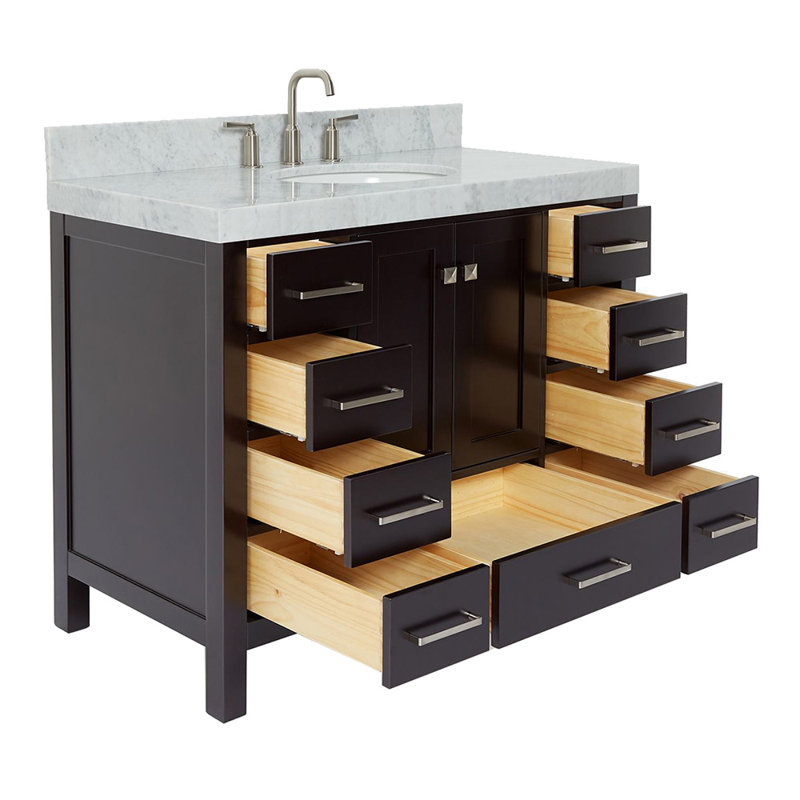 Meuble-lavabo simple 42 po avec plateau en marbre Cambridge, Espresso