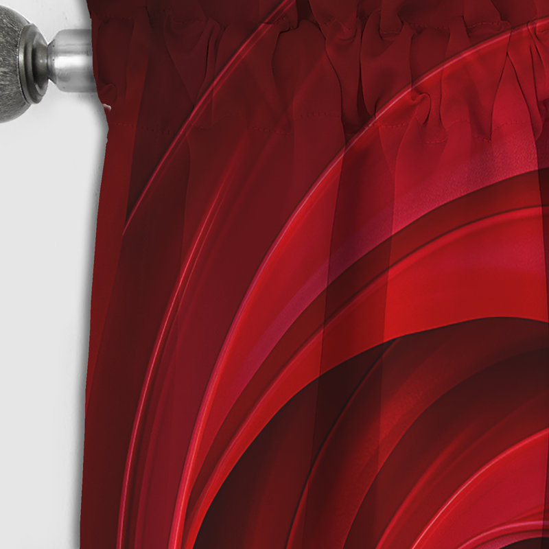 Red Perpetual Pulse Vortex I - Rideau en spirale - Rideau abstrait occultant - 1 panneaux, L 52 po x L 63 po