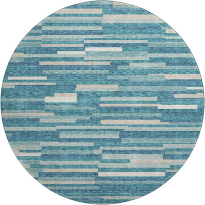Premium Machine Washable Prisco Teal Rug