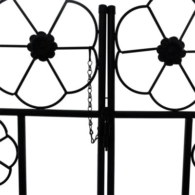 115cm W x 37cm D Iron Arbour Gate with Gate in Black