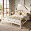 Lit plateforme avec tête de lit chic, structure en bois massif, support à lattes, pas de sommier tapissier, conception basse à terre, beige-130155208-130155203