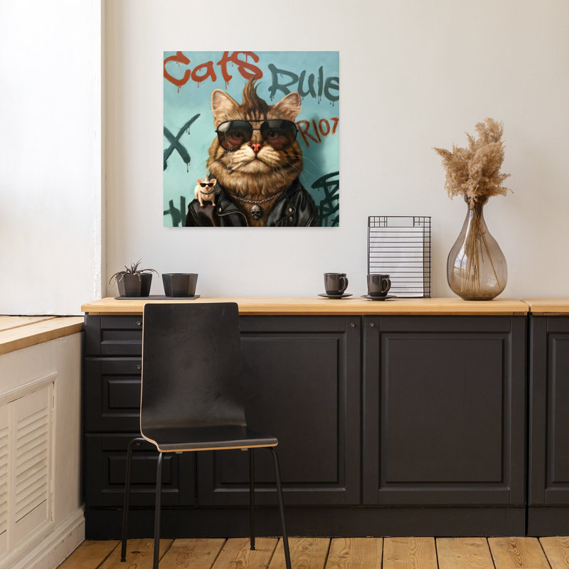 Art contemporain urbain Bad Cat, H 18 po x l 18 po