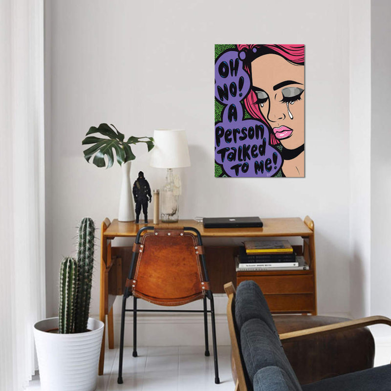 «oh no ! « en pleurs », impression sur toile, H 26 po x l 18 po x P 1,5 po, Toile tendue, Pas de tapis