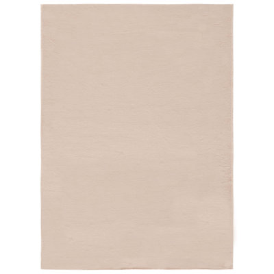 Faux Rabbit Fur Performance Machine Washable Solid Color Rug