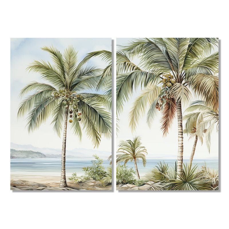 Palmiers sur la plage - décoration murale traditionnelle, H 36 po x l 48 po, Toile tendue, Ne s’applique pas