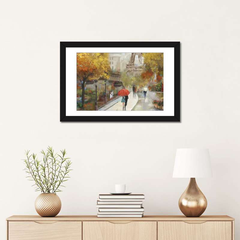 «Parisian Avenue» par Allison Pearce, reproduction d'art sur toile tendue, Papier d'art encadré noir, Blanc