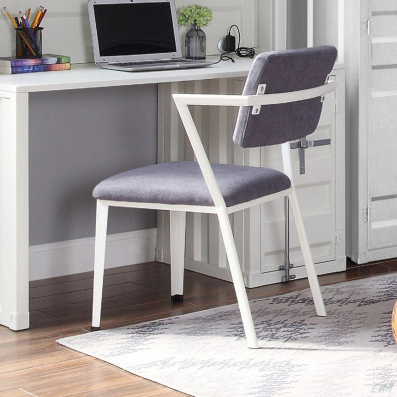 Chaise de bureau rembourrée Prince avec structure en métal, Gris / Blanc