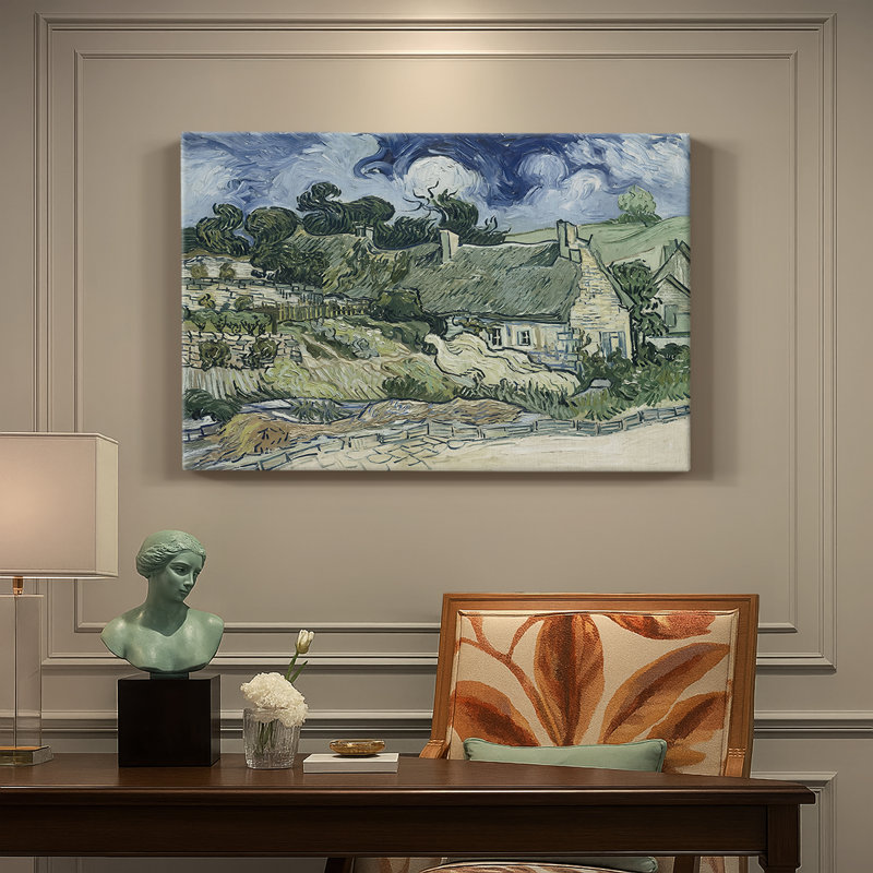 Chaumières à Cordeville-Vincent van Gogh-Toile tendue avec châssis-1890, 18 x 27