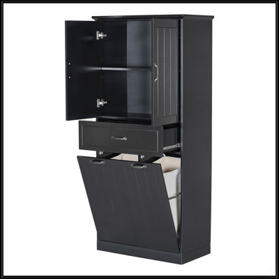 Armoire de rangement pour salle de bain avec deux paniers à linge