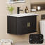 Meuble-lavabo mural 30 po avec comptoir d'évier, armoire à porte coulissante avec rangement-130515594