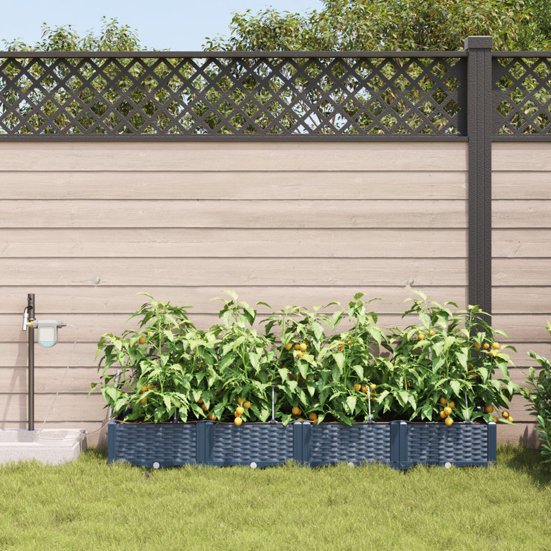 Garden Planter Polypropylene Large Planters, 22cm H x160cm W x 40cm D, Grey