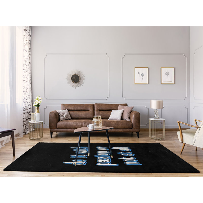 Tapis en polyester à style tableau noir à citation inspiration passion, Rectangle 8 pi x 10 pi