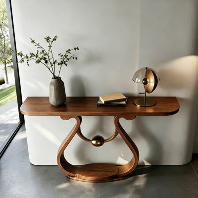 Medieval style solid wood console table