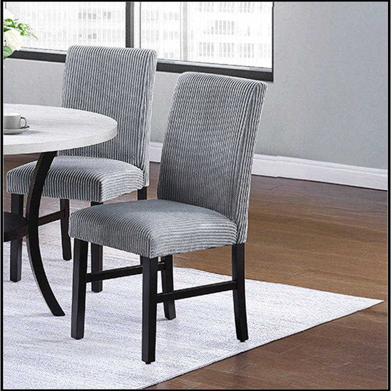 Ensemble de 2 chaises rembourrées Fog Corduroy, confortables et élégantes pour toute salle à manger, Brouillard