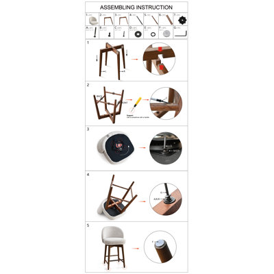 Tabouret de comptoir pivotant rembourré