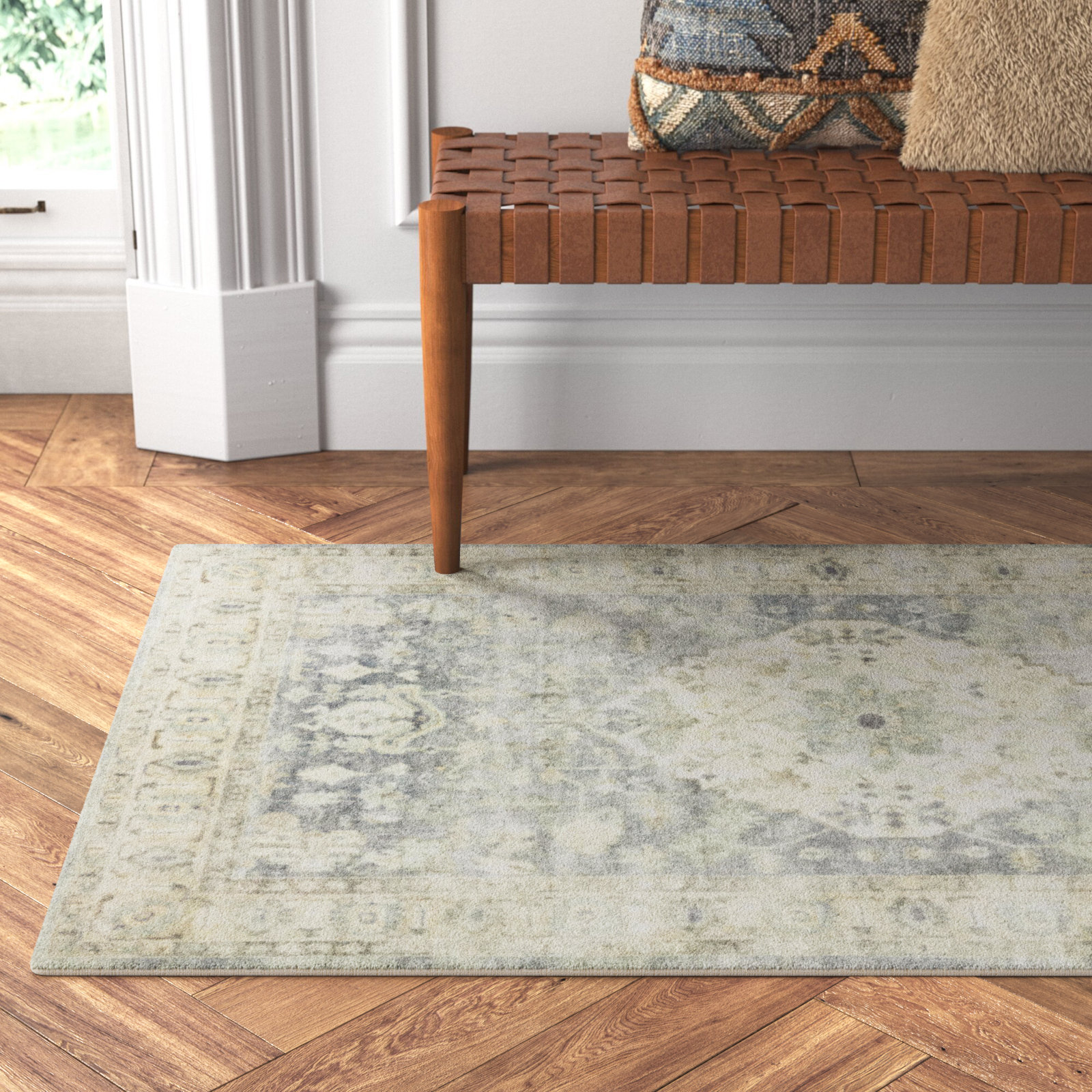 Sera Denim Fog Oriental Rug, Rectangle 3'3" x 5'3"