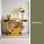 Mirrored Glass Console Table Entryway Living Sofa Table Diamond Crush Mirrored Glass Crescent Console Table-267129659