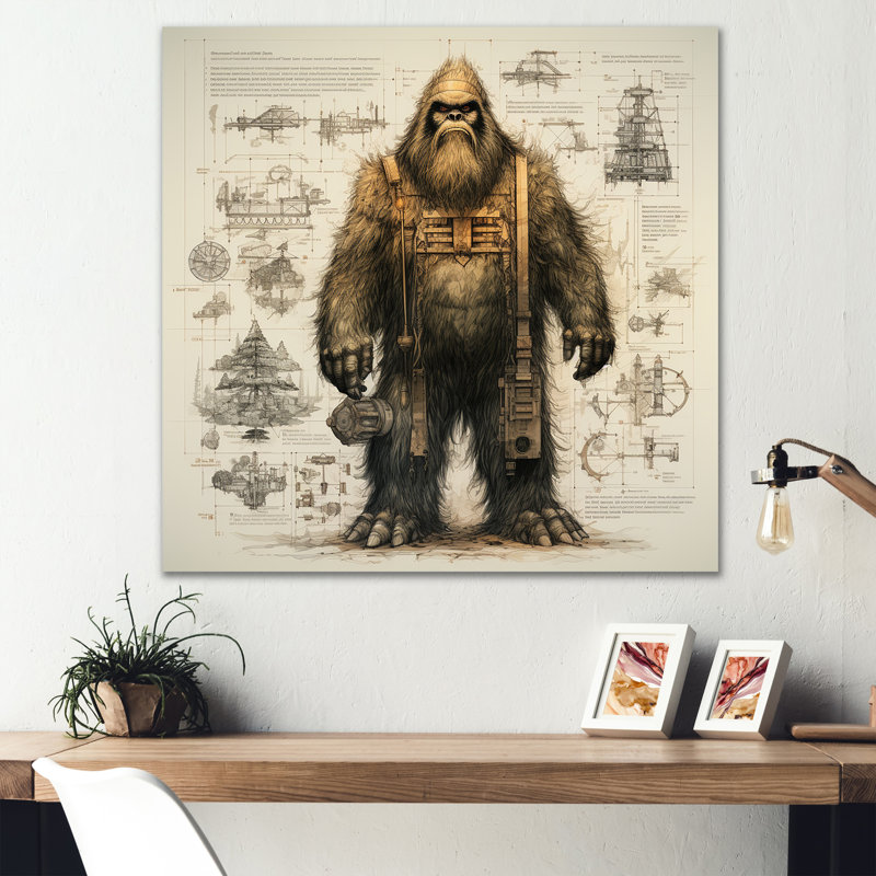 Mystical Bigfoot Blueprint III - Art mural en métal Bigfoot, H 16 po x l 16 po x P 1 po