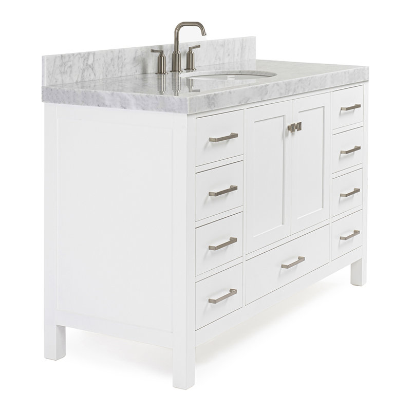 Cambridge 54" Single Bathroom Vanity Set, White / Brushed Nickel