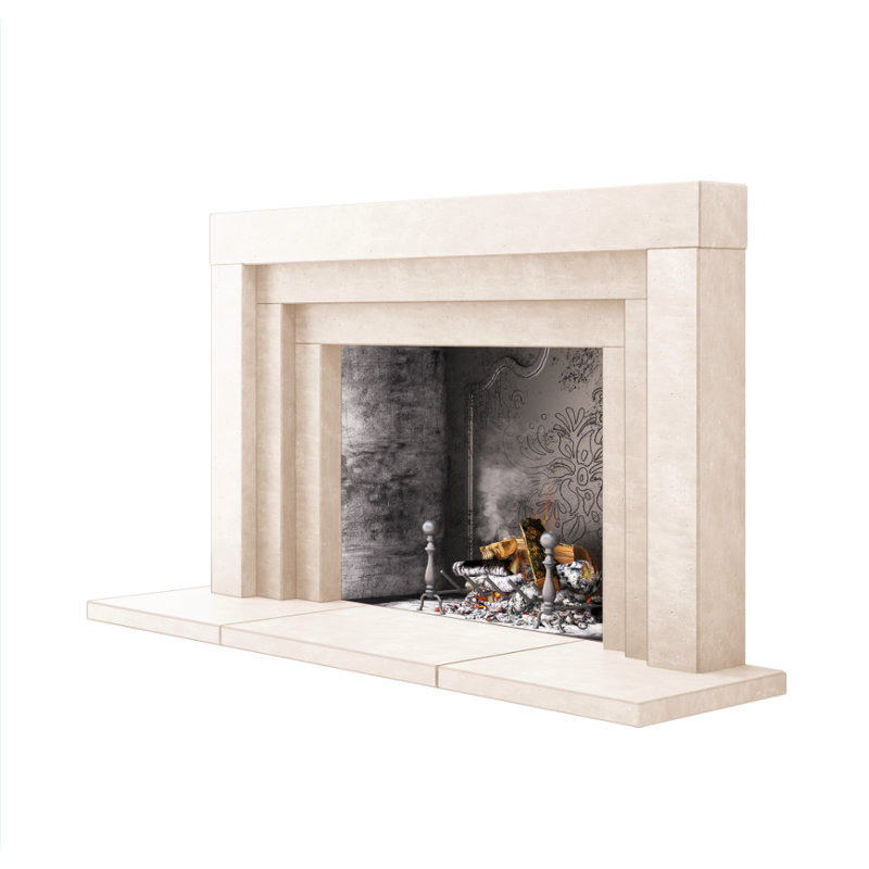Pourtour de foyer Contempo, Beige travertin