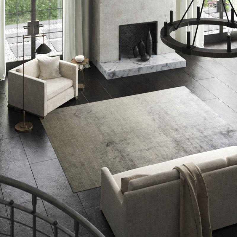 Gabbeh Area Rug in Gray, Rectangle 5'9" x 8'9"