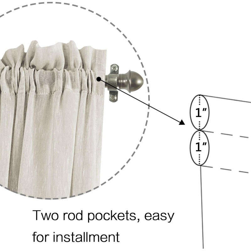 Rideau de porte en lin avec réduction de lumière d'intimité en lin | Rideau à passe-tringle 1 panneau pour porte en verre avec tissage en lin texturé