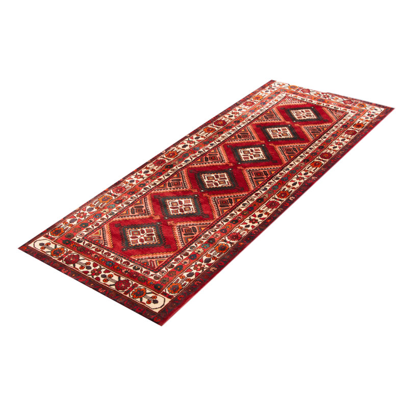 Tapis rouge Anadol noué à la main de conception unique 3 pi 7 po x 9 pi 3 po