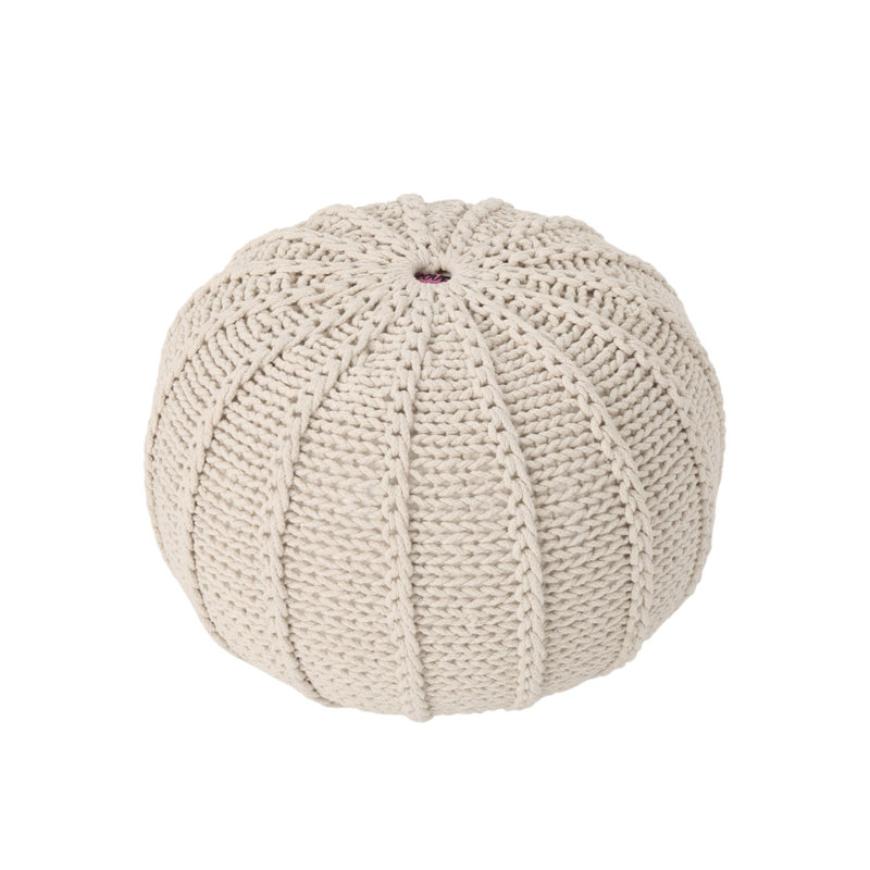 Pouf rond en coton Bordeaux, beige