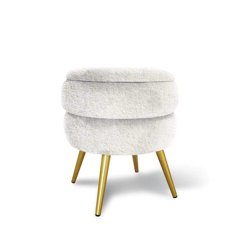Velvet Ottoman, White