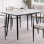 Ensemble de salle à manger moderne et contemporain 5 pièces Table en pierre frittée blanche et chaises taupe-632190852-632190879
